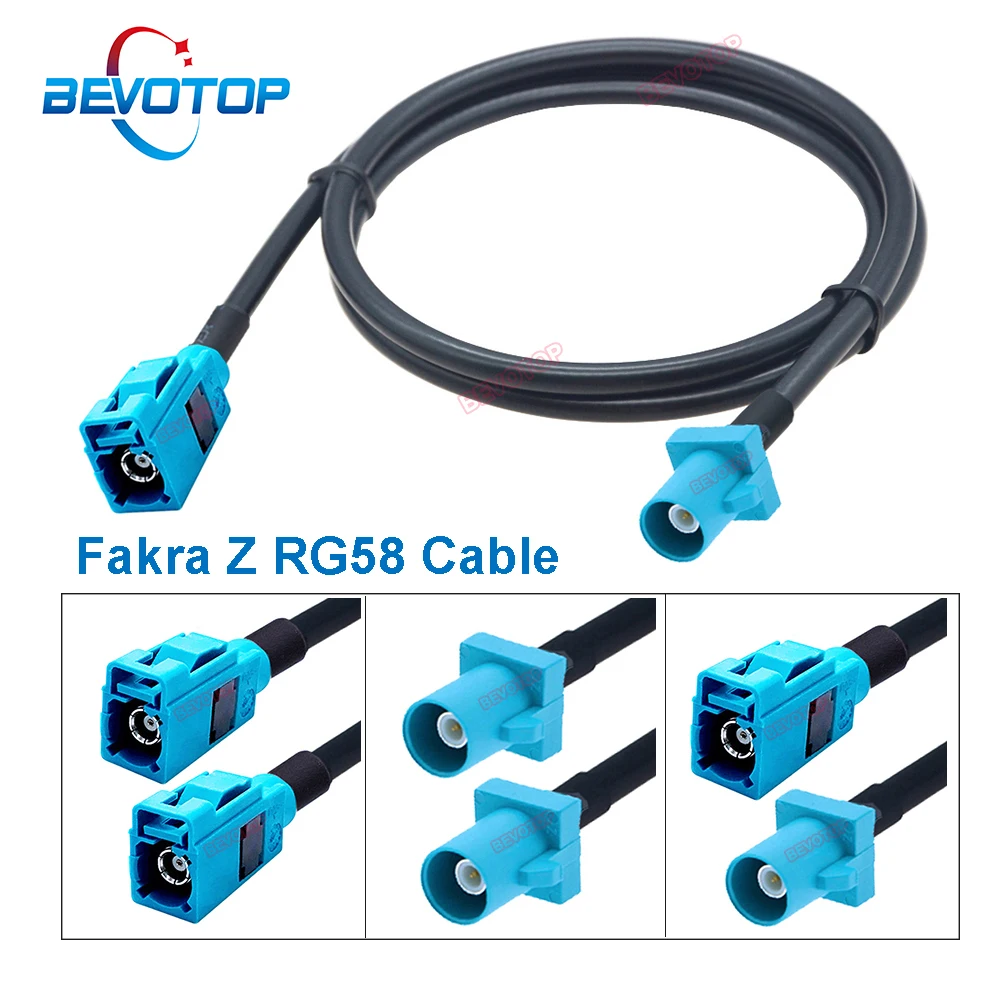 1 STKS Universele Fakra Z RG58 Kabel Water Blauw Fakra Code Z M/M F/F M/F 50 Ohm Fakra RG58 Jumper Kabelboom BEVOTOP Auto Kabel