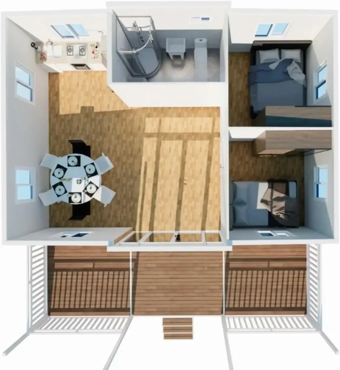Direct Sale 40 Ft 20Ft Prefabricated Expandable Portable Container Home with 2 Rooms and Restroom Ready to Use