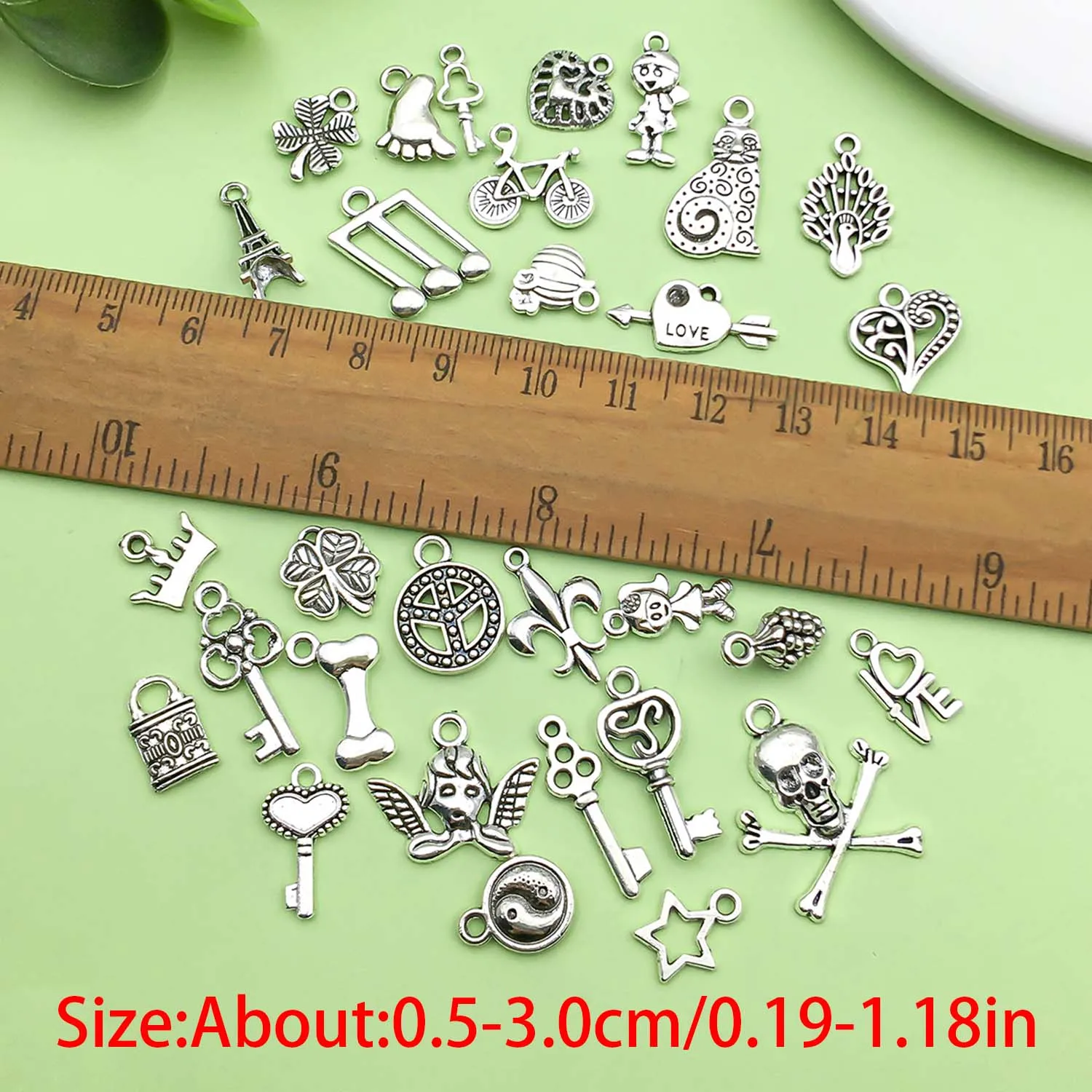 30pcs Antique Silvery Charms Alloy Various Styles Pendants for DIY Bracelets Necklaces Earrings Jewelry Making Accessories - view 2