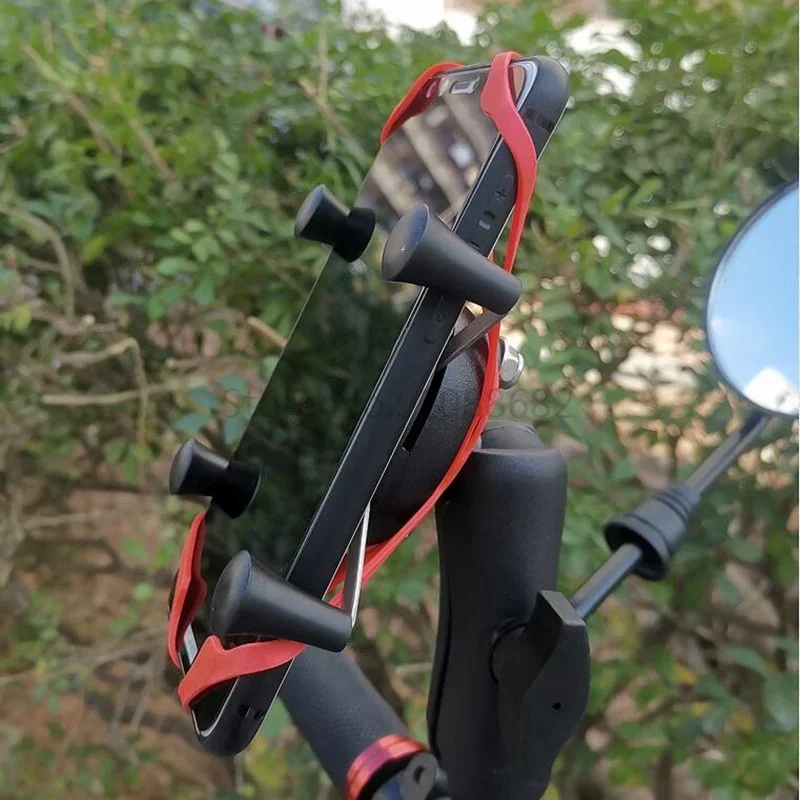 حامل هاتف سيليكون مرن للدراجات النارية ، قبضة مثبت لهاتف Gopro 7 ، 7Plus ، 8 ، 11 ، 12 ، أحمر ، أسود ، حبل مطاطي