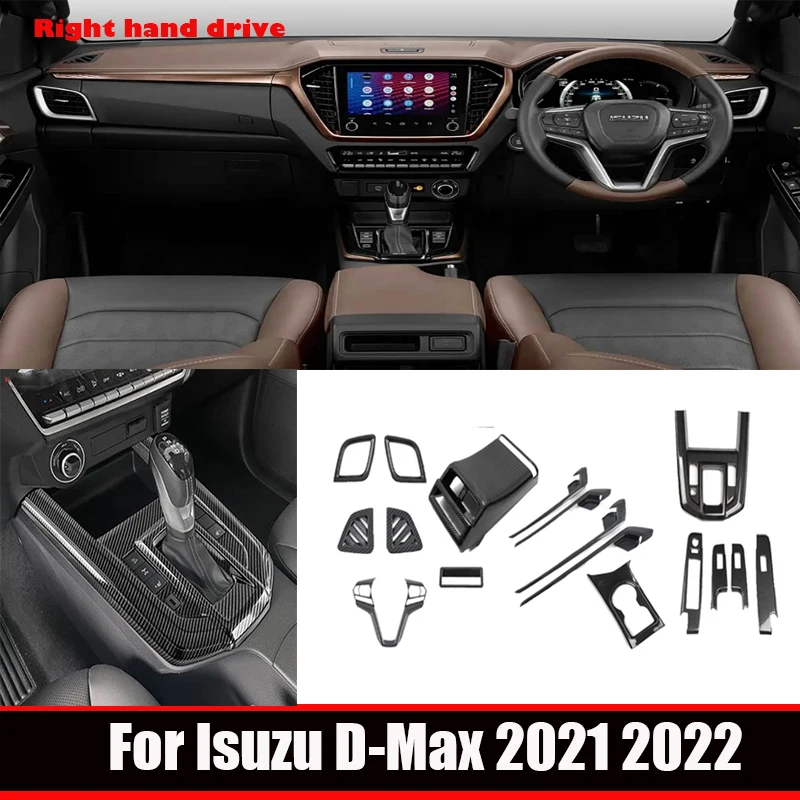 

RHD Interior Accessorier For Isuzu D-MAX 2021 2022 DMAX D MAX carbonfiber Window Lift button Switch Panel gear shift panle cover