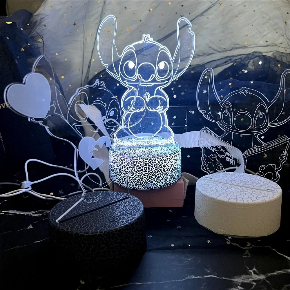 3D Illusion Stitch Night Light with Remote Control and Smart Touch Stuff for Children Room Decor Lamp Birthday Christmas Gifts