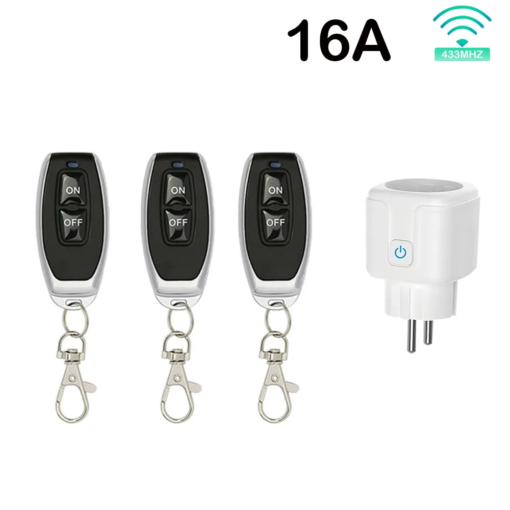 Drahtlose Smart Fernbedienung Steckdose Schalter 220V 4000W 16A EU FR Universal Stecker Fernbedienung EIN AUS Steckdosen für Beleuchtung
