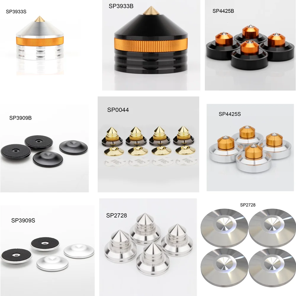 

Preffair 4pcs Machined Solid Aluminum Speaker Spike Isolation Feet for Hifi Audio AMP Cabinet Speaker Turntable Record