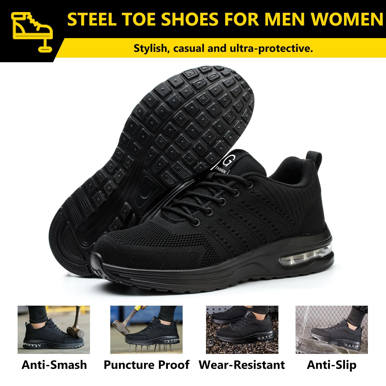 Fashion Safety Shoes Men Boots Steel Toe Anti Smash Shoes Men Anti-puncture Work Shoes Sneakers Male Indestructible Work Boots