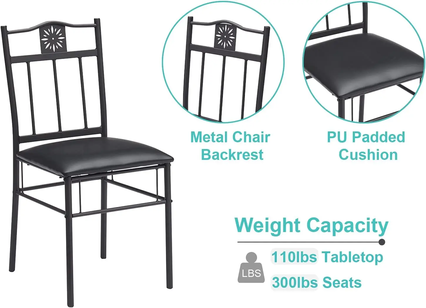 3-Piece Kitchen Dining Room Table Set for Small Spaces,  Padded Chairs, Retro Brown  side table  coffee table