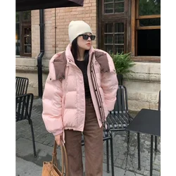 Loose Hooded Down Jackets for Women, Short Coats for Ladies, Elegant Jackets, Spring and Autumn Outerwear, Korean, New, 2024