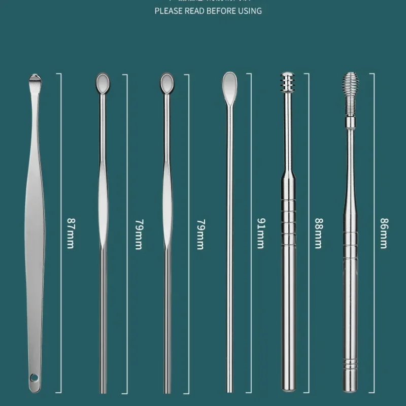 ملعقة منظف للأذن من الفولاذ المقاوم للصدأ ، أداة تنظيف للعناية بالأذن ، عدة إزالة شمع الأذن ، مزيل الفاكس ، الصحة ، 1 من من من الفولاذ المقاوم للصدأ ، 6 من ، 8 من.