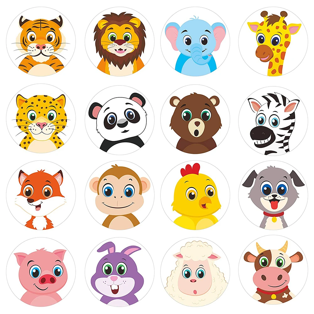 500Pcs 1Inch Ronde Cartoon Speelgoed Dierenstickers Voor Kinderen Leraar Beloning Aanmoedigen Etiketten Sticker Kantoorbenodigdheden Voor Kinderen