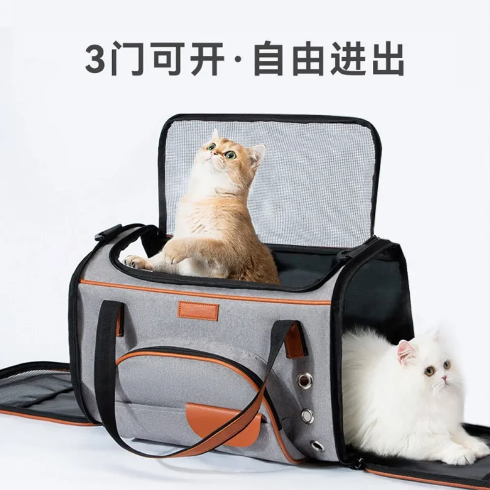 Imagem -03 - Bolsa de Estimação Portátil para Gato e Cachorro Bolsa de Ombro Respirável de Grande Capacidade Dois Bolsas de Estimação Quando Sair Viajar em Todas as Estações