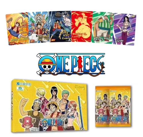 One Piece impuestos sobre una maravillosa aventura en una isla vacía, con cajas de batalla, cartas coleccionables, juegos, regalos y juguetes.