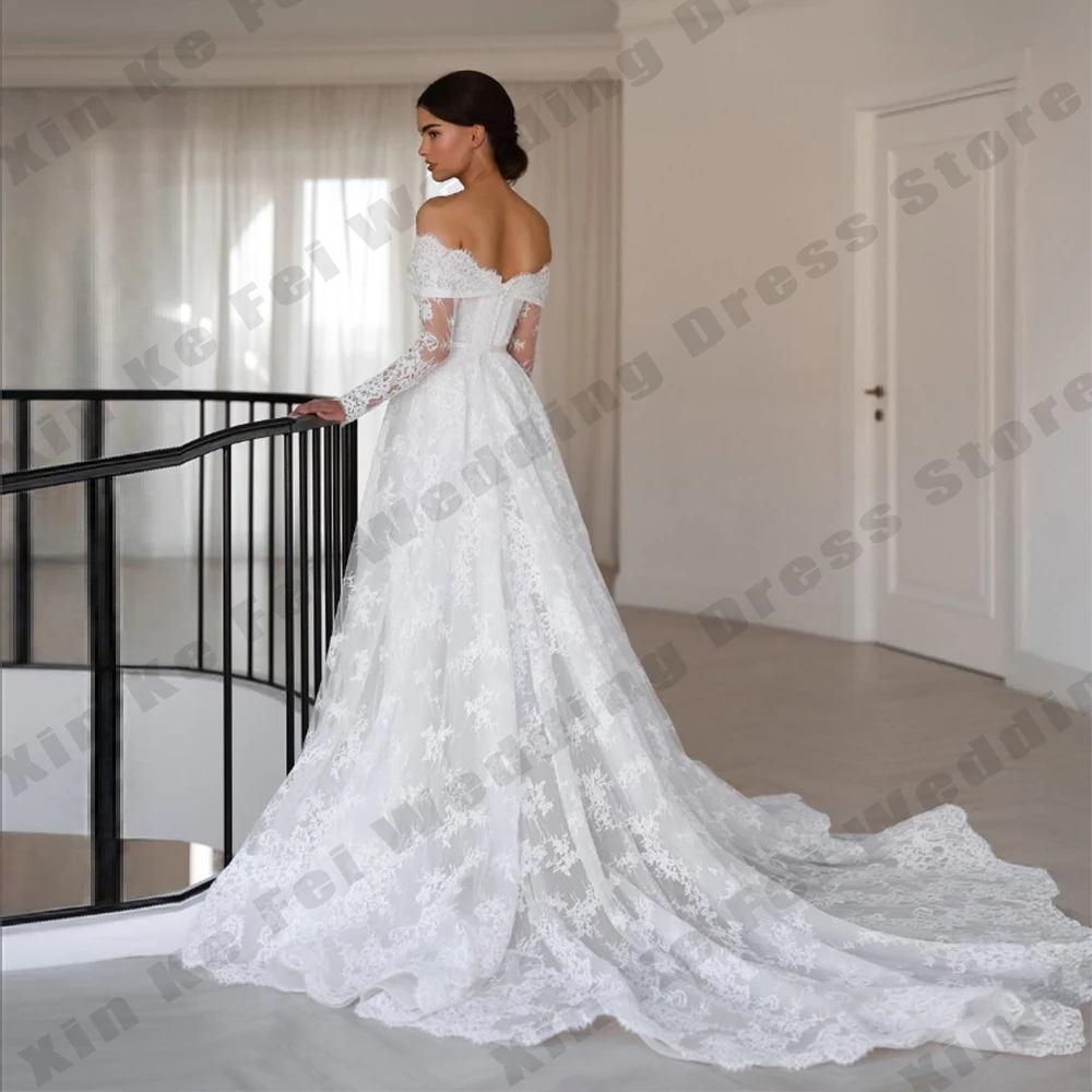 

2026 Gorgeous Lace Women's Wedding Dresses Sexy Off Shoulder A-line Detachable Top Princess Bridal Gowns Customized vestido Robe