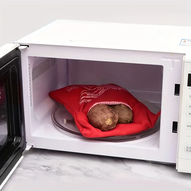 Microwave Potato Bag Reusable Express Microwave Potato Cooker Bag Baked Potato Cooker Perfect Potatoes 4 Minutes Red Baked Pouch