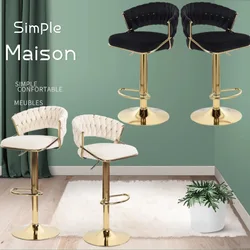 Sgabello da Bar regolabile in altezza 2 pezzi, sgabello da Bar piccolo con schienale, sedia, sgabello da bancone in velluto e metallo, Set da 2 pezzi