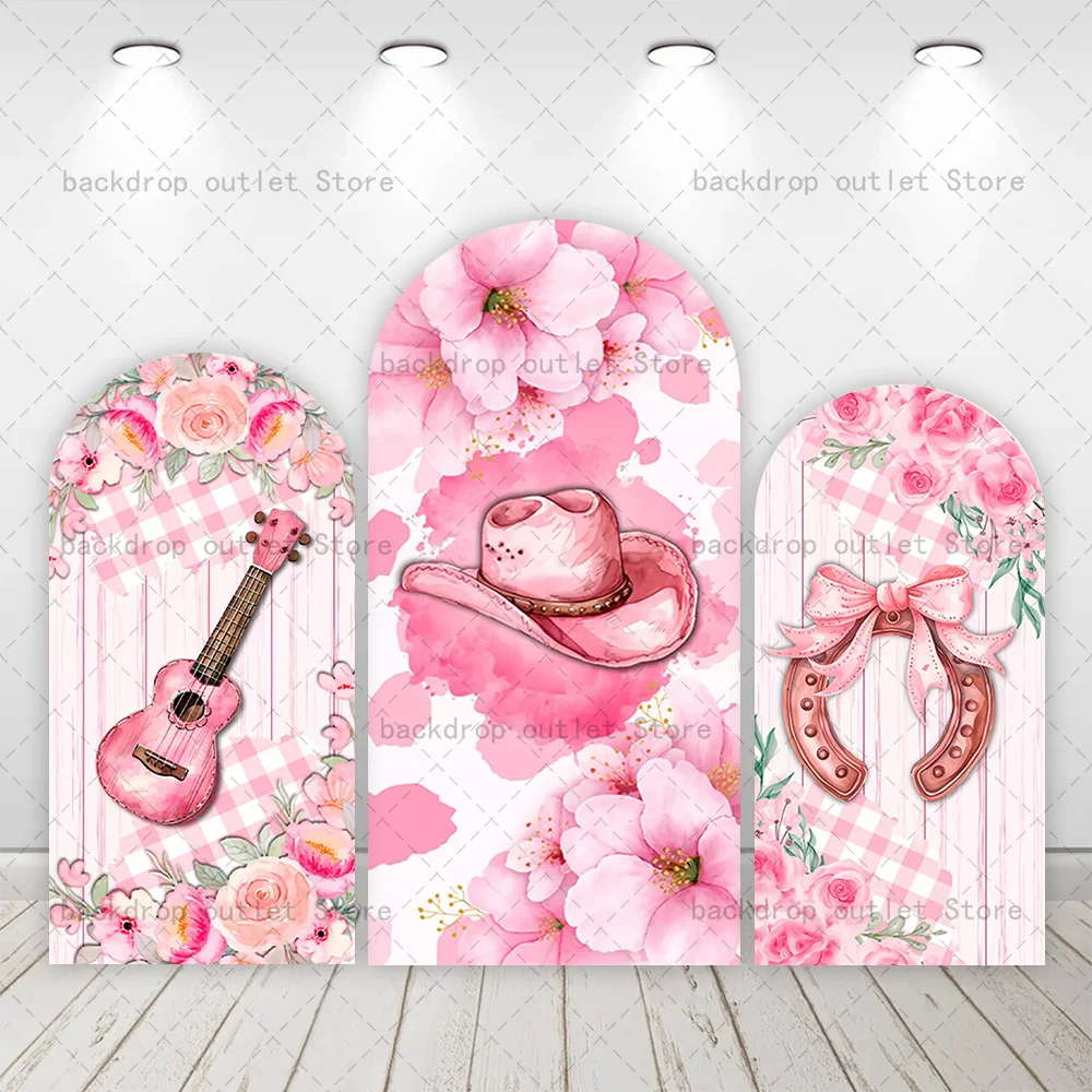 

Фон для арки Mehofond в стиле вестерн: розовый цветочный узор, ковбойская шляпа, девочка, день рождения, вечеринка в честь рождения ребенка, декор для арки Chiara