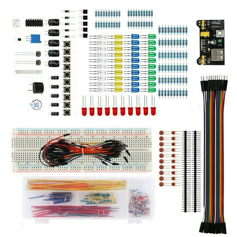 With 830 Tie-Points Breadboard Resistor Capacitor LED Potentiometer Starter Kit