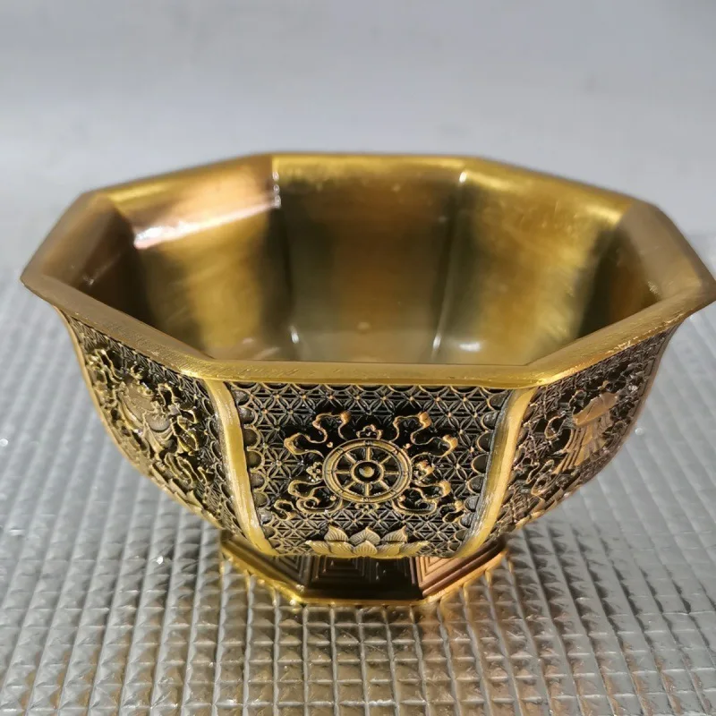 

Early Qing Dynasty Retro Color Auspicious Eight Treasure Bowl Bowl Cornucopia Ancient Court Bronze Crafts Desktop Decoration