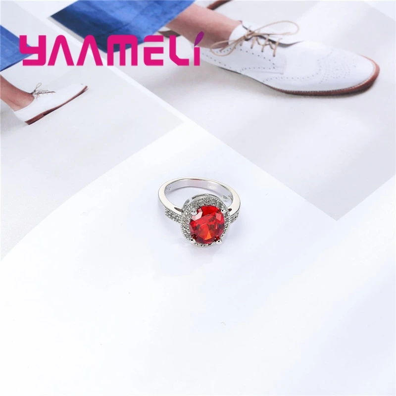 Fire Red Disc 925 Sterling Silver Wide Face Ring Passion Style Wedding For Brid Groom Ceremony Jewelry Best Gift