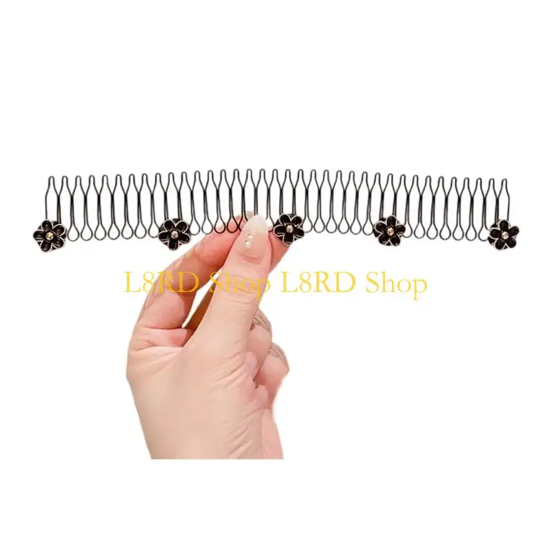 L8RD Lovely Flowers Hair Invisible Bangs Fixed Insert Comb for Women