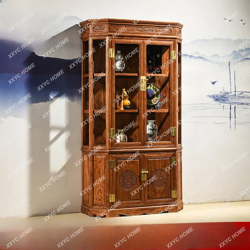 Rosewood Furniture Ming and Qing Hexagonal Wine Cabinet Wine Chest Porch Cabinet Cabinets Classic Style All Solid Wood