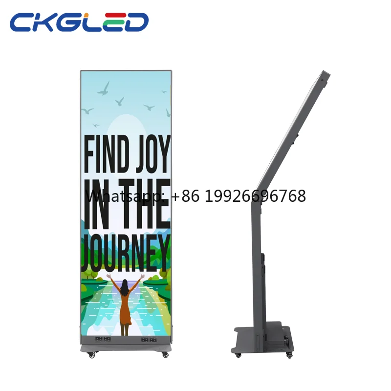 Portable Floor Standing Full-color LED Poster Display Screen Movable Video Wall for Elevator & Retail Store Indoor Use