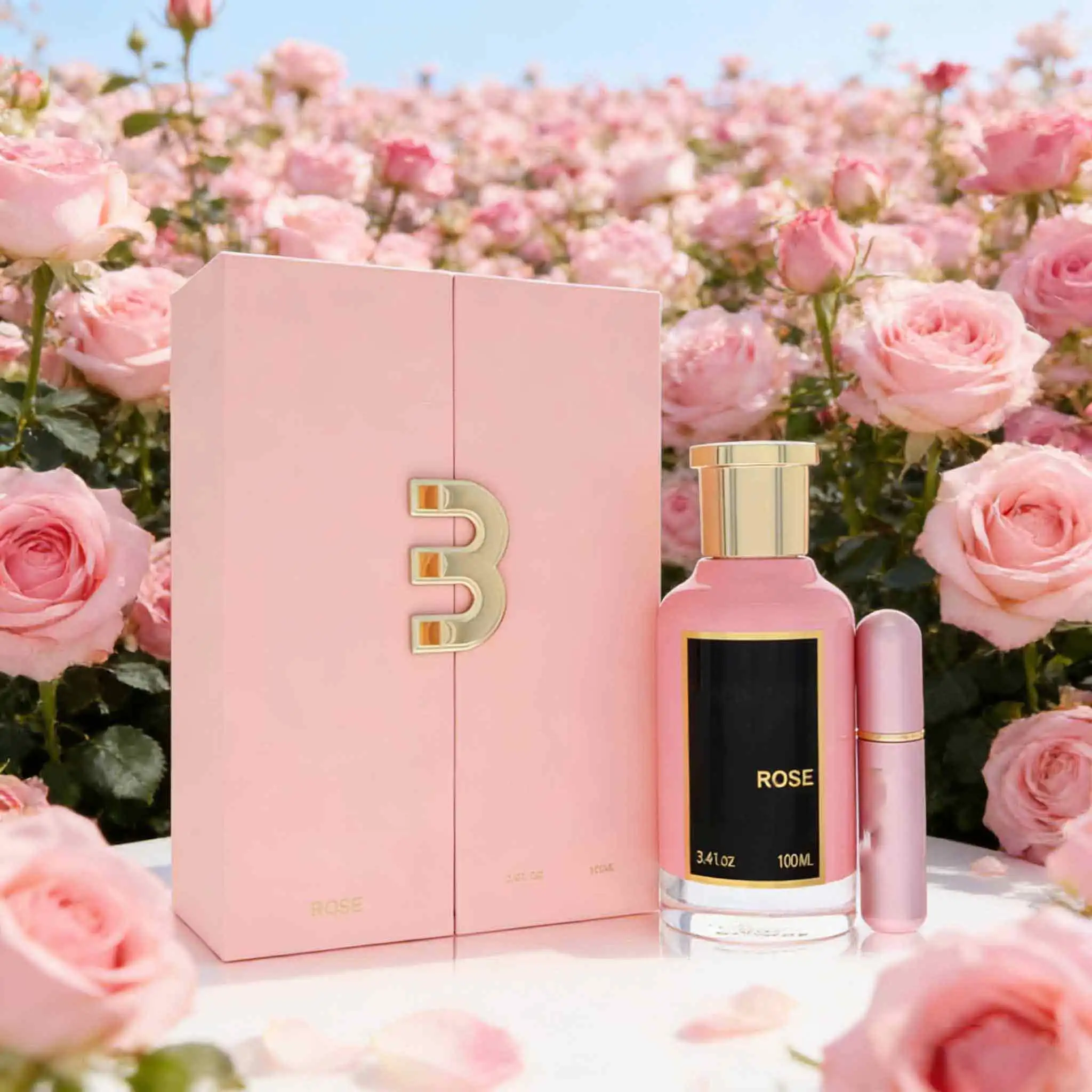 

BH ROSE rose perfume, soft powder bottle with portable package, 100ml large capacity, suitable for men and women