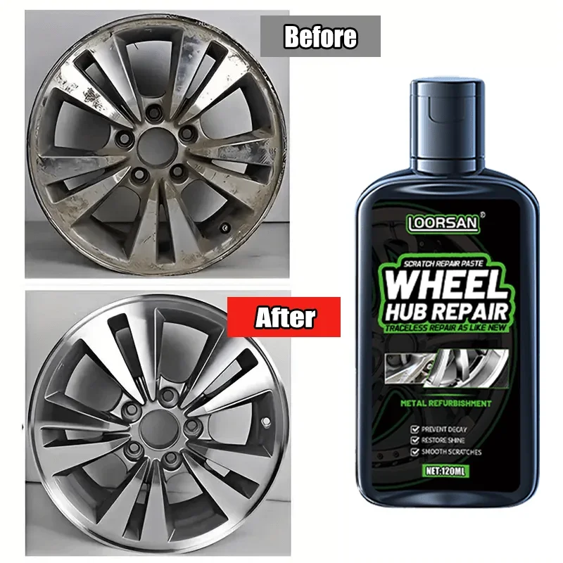 Wheel Hub Repair Paste - Professional Scratch Repair & Shine Restoration for Alloy Wheels - Includes Premium Sponge for Easy DIY