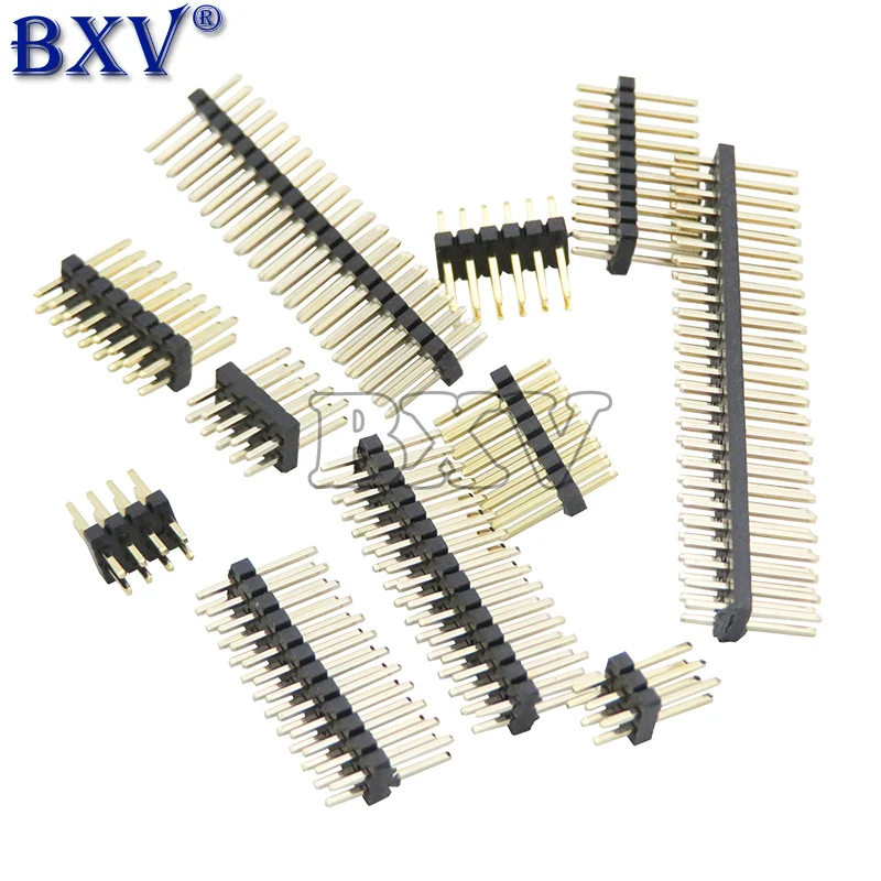 1.27MM Double Row Male 2~40P Breakaway PCB Board Pin Header Connector Strip Pinheader 2*3/4/5/6/7/8/10/12/15/20/40P 3-50P 1.24