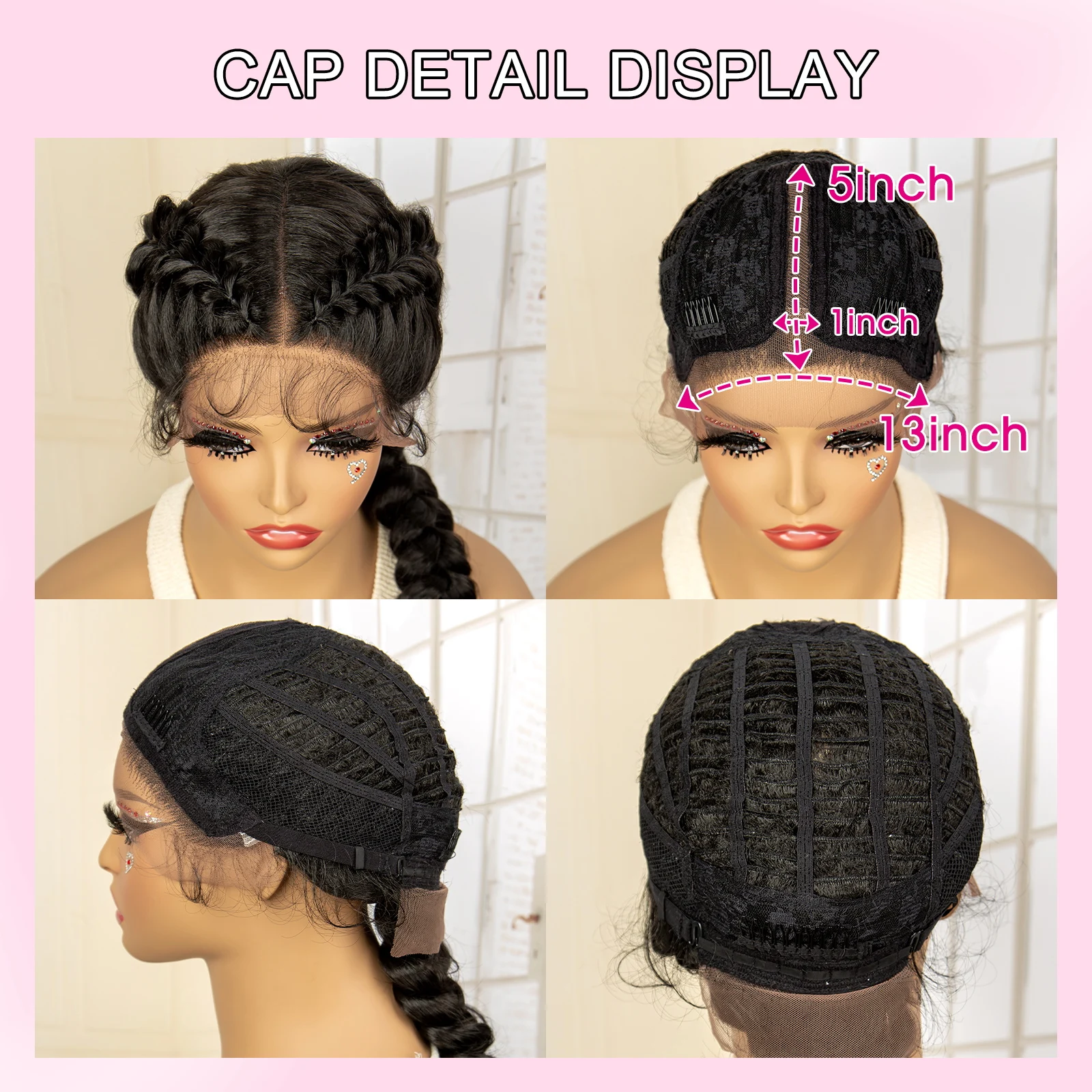 Synthetic  Fishtail Braided Wigs Lace Front Wig 24 Inches Cornrow Braiding Wigs with Baby Hair for Black Women Braids Wig