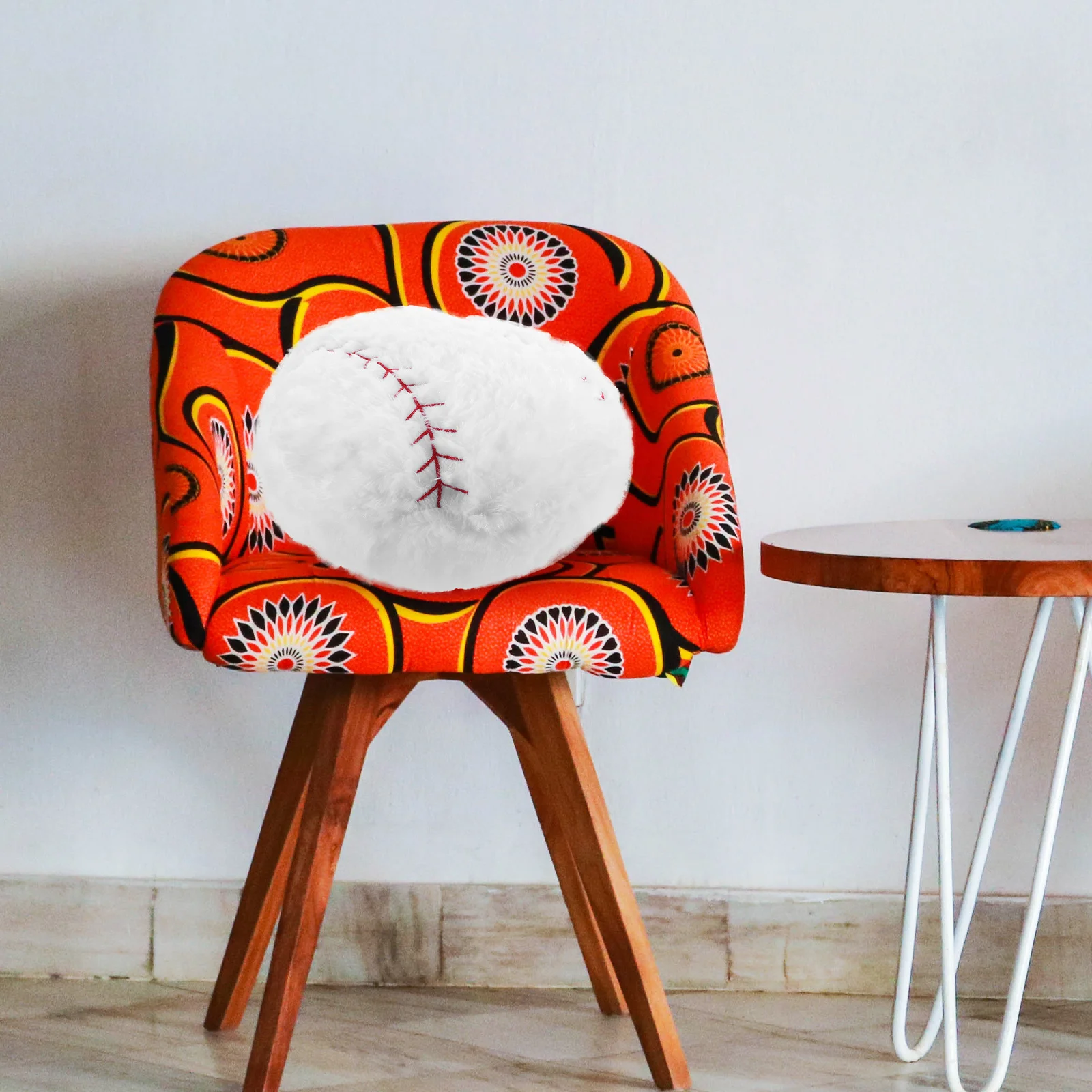 

Baseball Shape Cushion Soft Round Pillow For Home Decor Cozy Throw Cute Sphere Design Decorative Cuddly Pillow Ball
