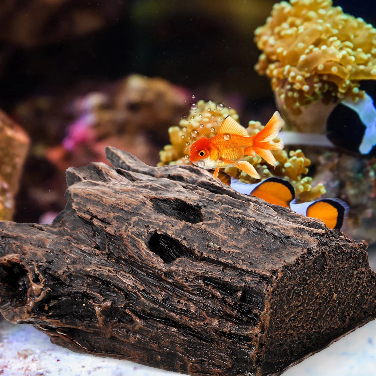 

Aquarium Hideaway Resin Fish Cave Natural Shrimp Hideout Fish Tank Decoration Small Animal Hide Cave