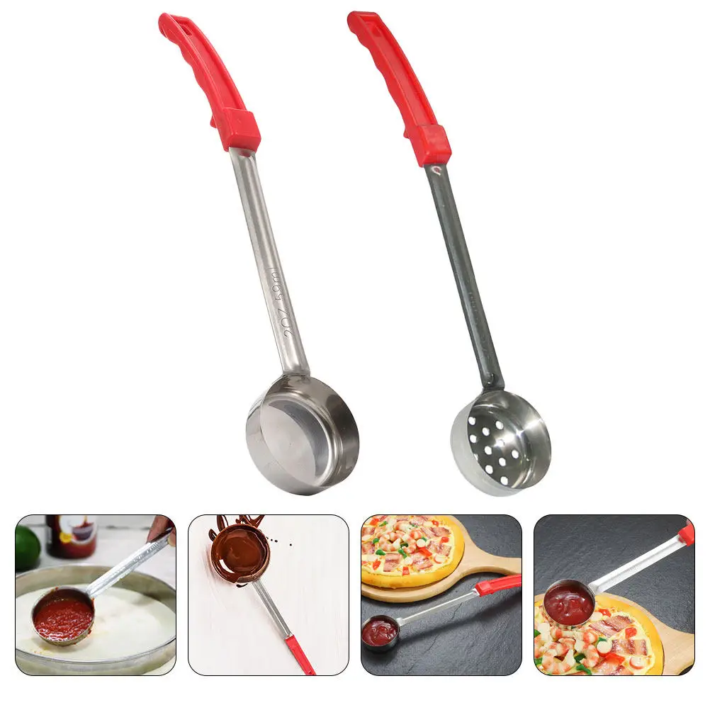 

2Pcs Stainless Steel Pizza Sauce Spoon Flat Bottom Long Handle Multi Purpose Kitchen Utensil for Sauce Spreading Stirring