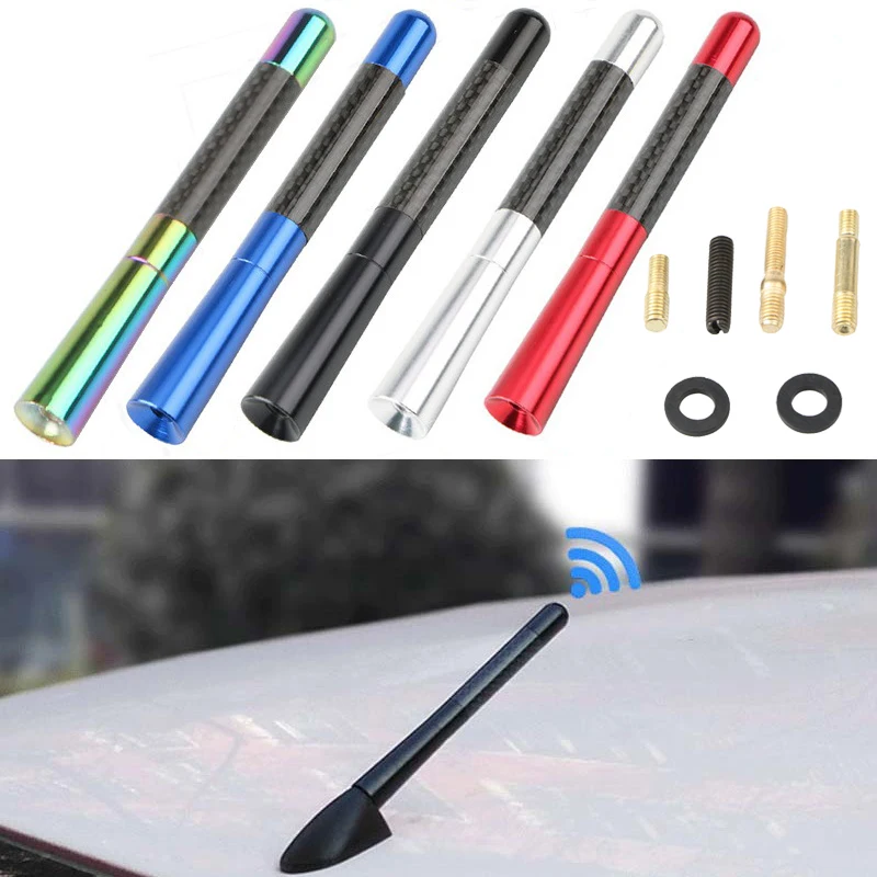Carbon Fiber Car Roof Antenna with M3 M4 M5 M6 Screws 12cm Black Colorful Radio Aerial Antenna Universal Car Styling Accessories