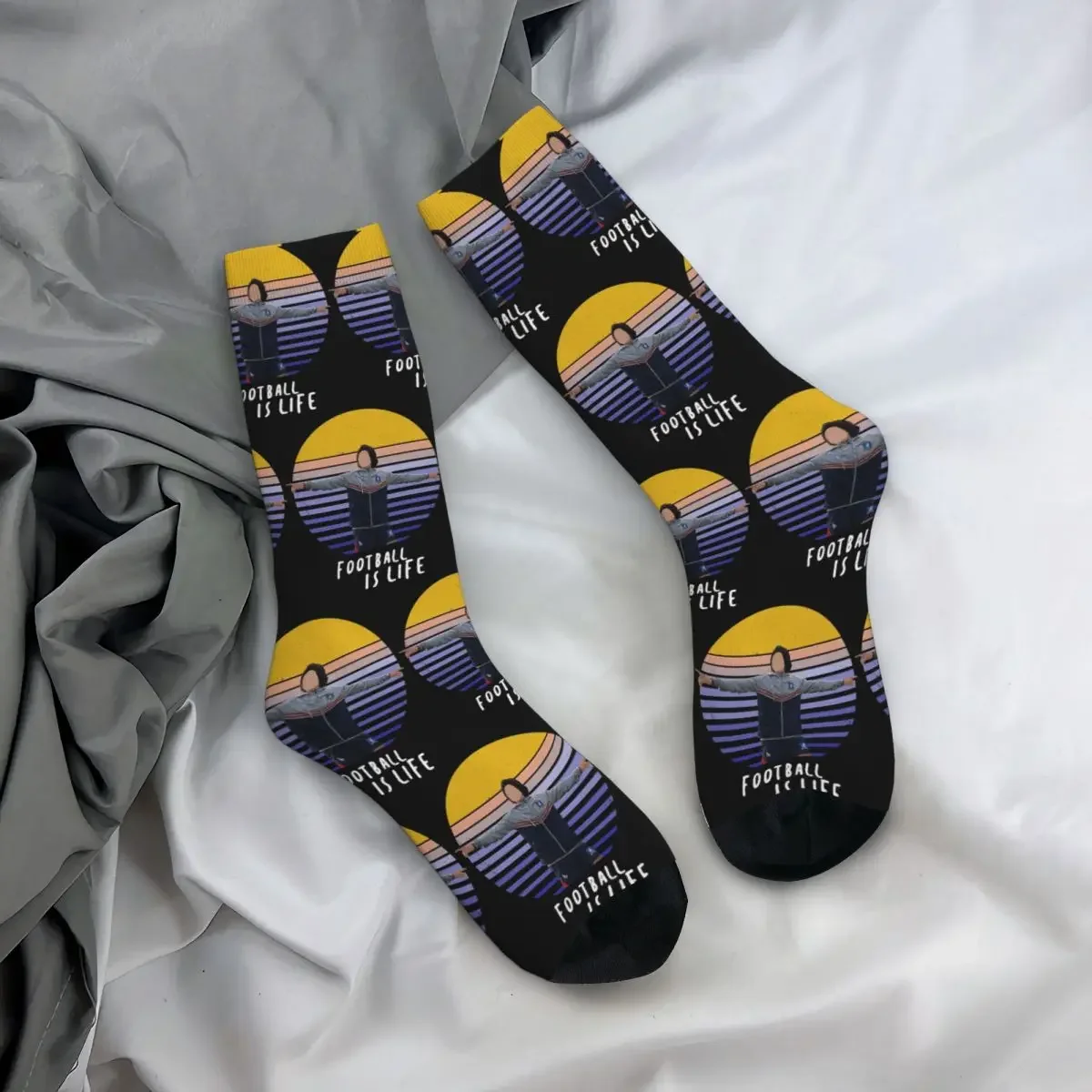 Football Is Life Vintage Sunset Socks High Quality Stockings All Season Long Socks Accessories for Man Woman's Birthday Present