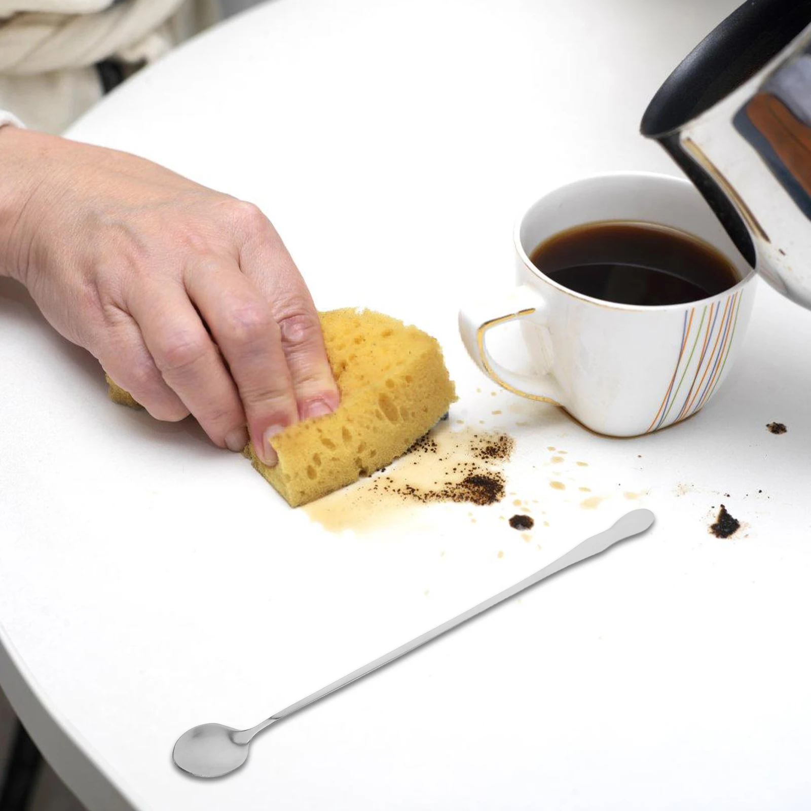 

6Pcs Long Handle Stainless Steel Stirring Spoon Set 32cm Precision Mix Spoons for Coffee Tea Cocktail Ice Cream Beverage Iced