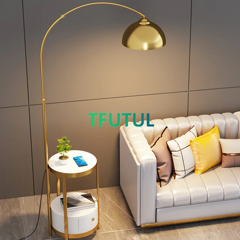 Imagem -04 - Integrado Led Floor Lamp com Vidro Chá Bandeja Luzes de pé Escandinavo Sala de Estar Sofá Lado Quarto Mesa de Cabeceira