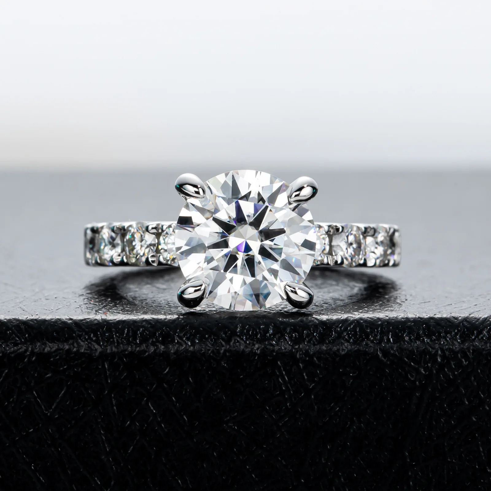 Carnica 9.5mm 3.5CT Stone Real Moissanite Ring for Women 100% S925 Sterling Silver Sparkling Wedding Band Jewelry GRA D Color