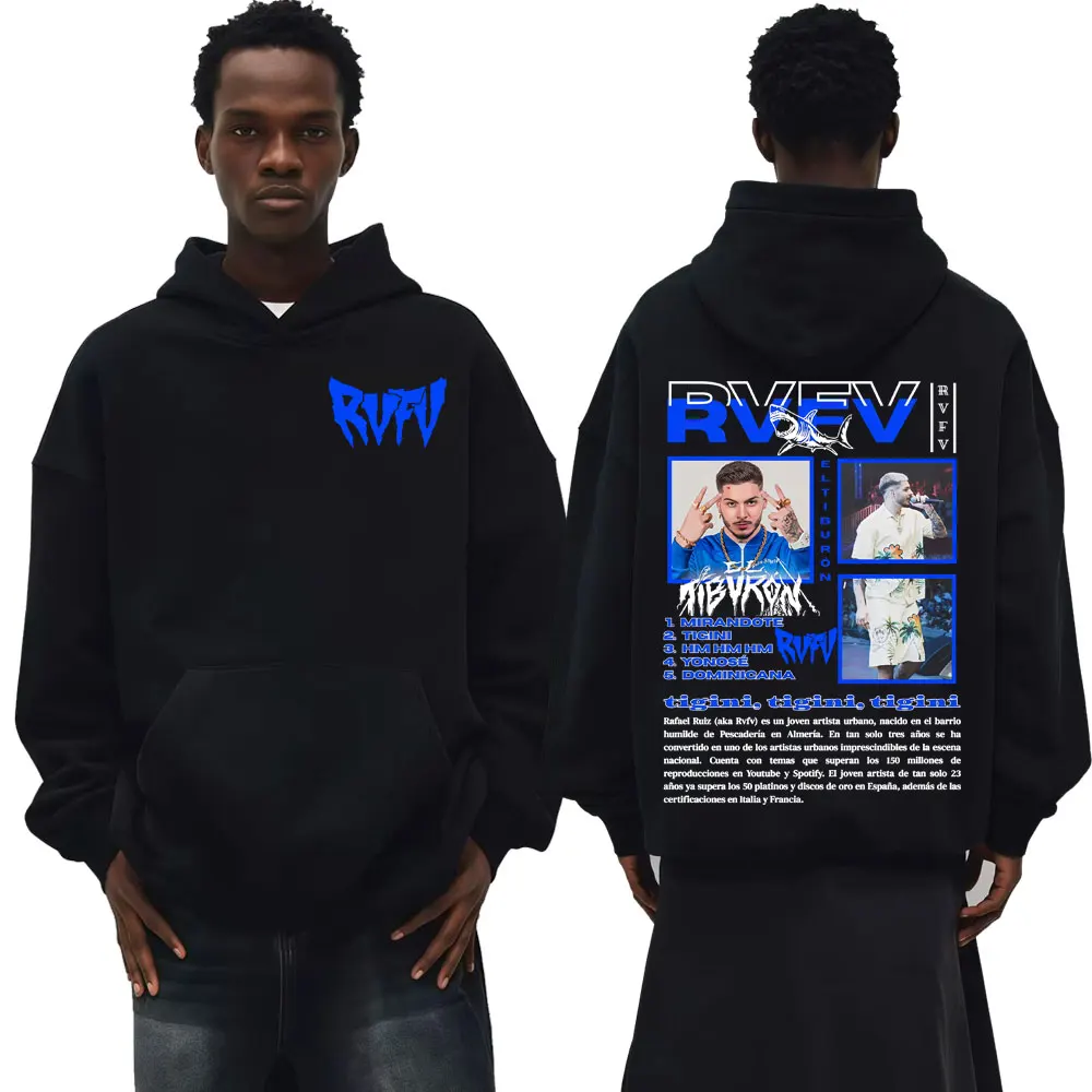 Rapper RVFV Eltiburón Tour Album 2025 Cover Hoodies Männer Langarm Casual Hoodie Mode Vintage Pop Musik Übergroßes Sweatshirt