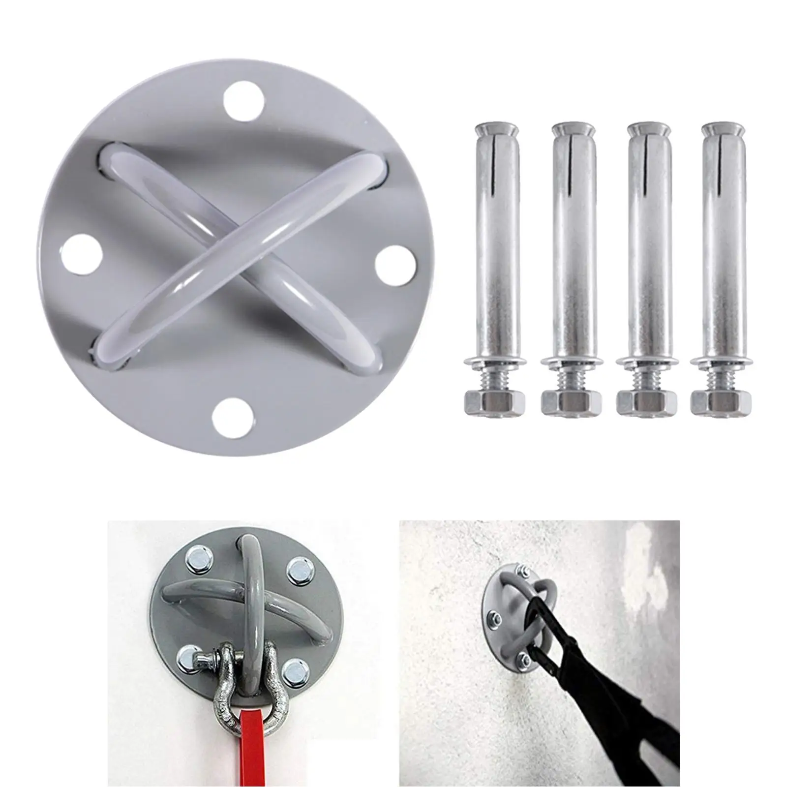 1 Piece Solid Yoga Ceiling Wall Mount Anchor 250kg Mounting Bracket Hardware with 4 pcs Screws Fitness Accessories