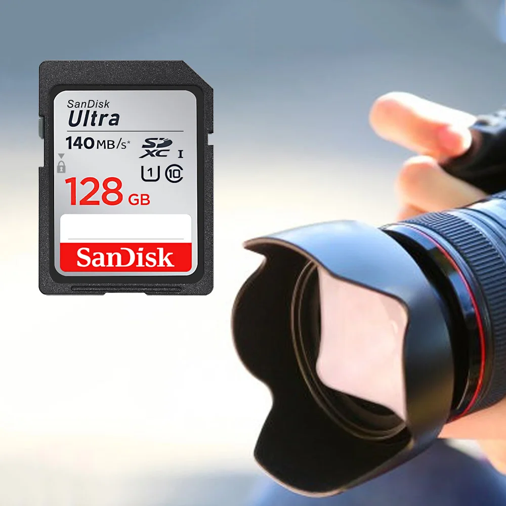 Карта памяти SanDisk Ultra SDHC/SDXC UHS-I, 32 ГБ, 64 ГБ, 128 ГБ, 256 ГБ C10 U1, SD-карта, быстрая для лучших фотографий и видео Full HD