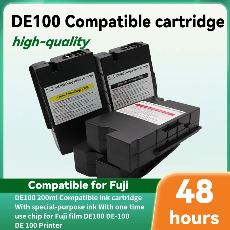 

Совместимый картридж DE100, 200 мл со специальными чернилами и одноразовым чипом для принтера Fujifilm DE100, Fuji DE-100, DE 100