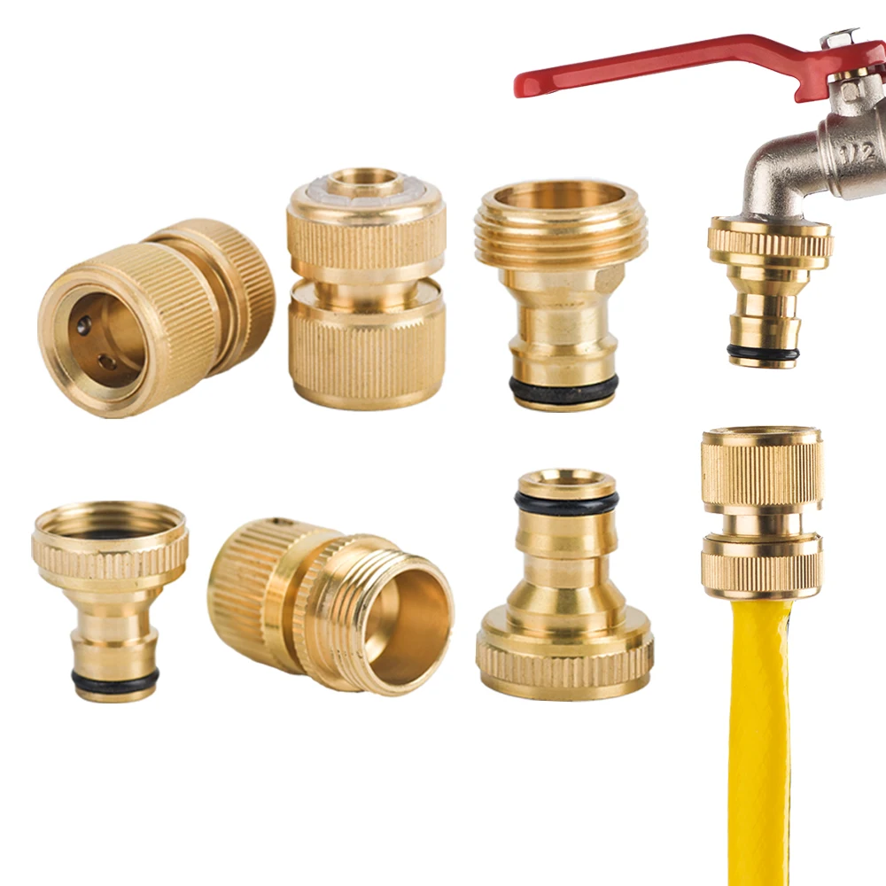 1Sets Garden Hose Quick Connect Water Hose Fitting, 3/4 Inch 1/2 Inch Brass BSP Female And Male Connector