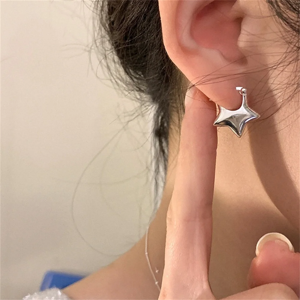 

Minimalism Geometry Smooth Y2K Women's Pentagram Earrings Fashion Luxury Metal Star Earrings Rings Party Jewelry Accessorie Gift