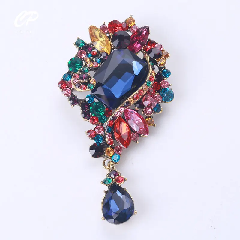 Versatile Rhinestone Brooch Anti-fading Pin Multi-color Fixed Clothing Headband Large Crystal Drop Corsage Dress Accessories