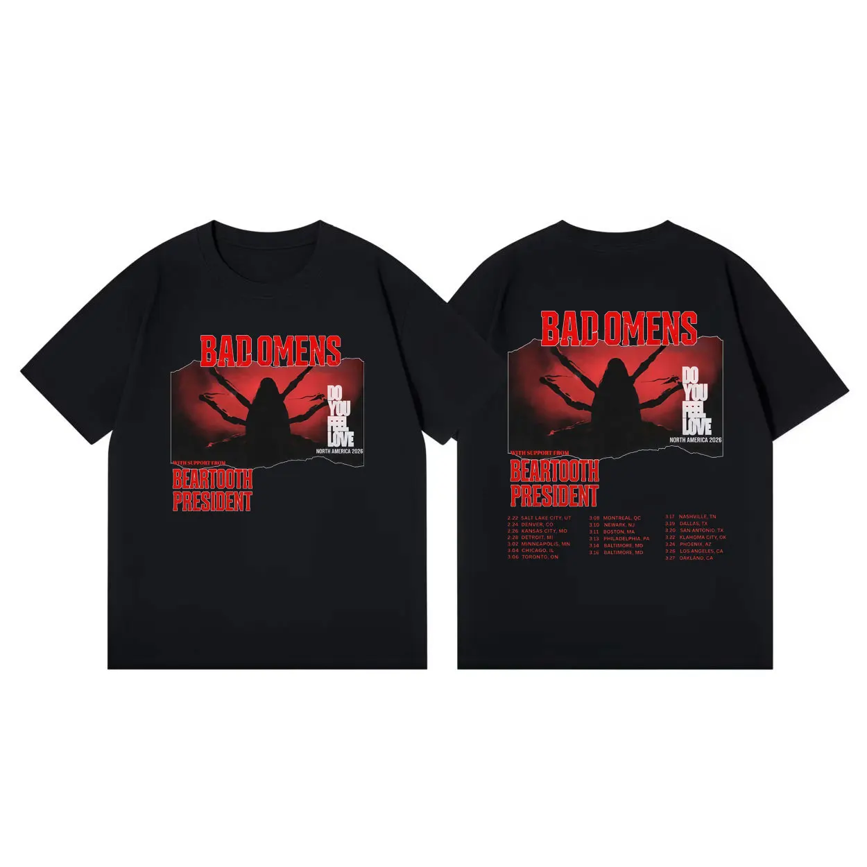 

Rock Band Bad Omens Do You Feel Love Tour 2026 Graphic T Shirts Fashion Y2k Short Sleeve T-shirt Unisex Casual Cotton T-shirts