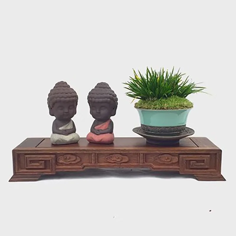 Mahogany Ornaments for Bonsai Decoration, Octagonal Wooden Pallets, Classical Solid Wood and strange Stone Frames