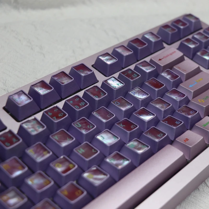 Colorful Mother-of-pearl Inlay Metal Keycaps Customized Alloy Cherry Profile Key Cap Cute Ice-cold Simple Point Keycap for Gamer