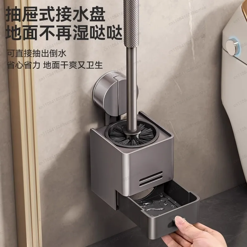 

Suction Cup Toilet Brush Holder, Drill-Free Bathroom Storage Rack with Drainage Design