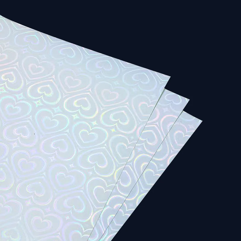 A4 Holographic Vinyl Sticker Paper Transparent  Laser Love Heart PET Adhesive Paper For Inkjet Printer Waterproof Anti-tear DIY