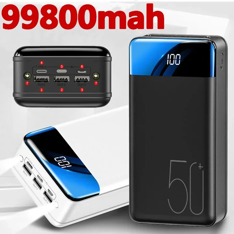 100%original brand new genuine fast charging 99800/100000mAh power bank large capacity mobile power universal 5V3A fast charging